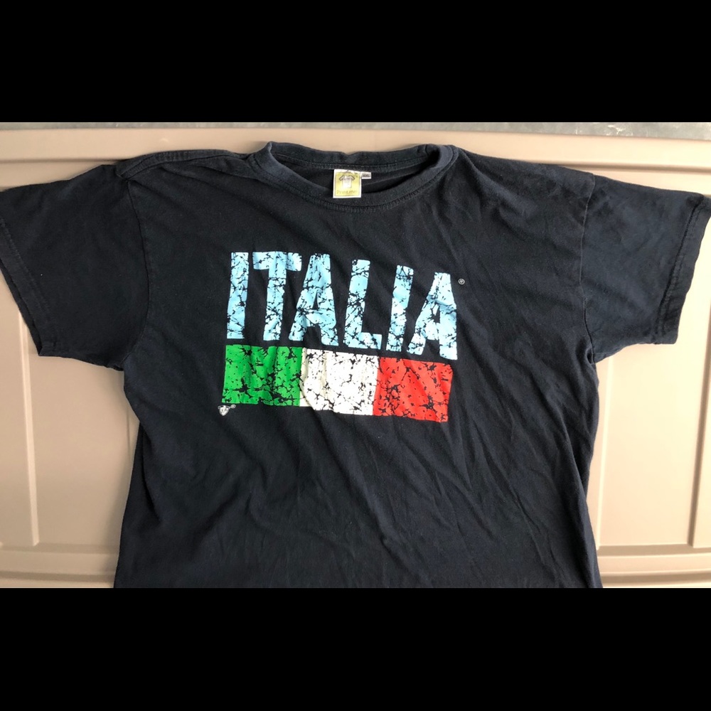 ITALIA Flag Dark Blue Tee T Shirt XXL